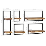 thumbnail of vidaXL Wandregal-Set 5-tlg. Akazienholz Massiv und Stahl