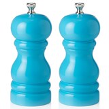 thumbnail of Salzmühle und Pfeffermühle hellblau türkis glänzend, 11 cm, Gummibaumholz, Classic Mill 2 tlg. Set