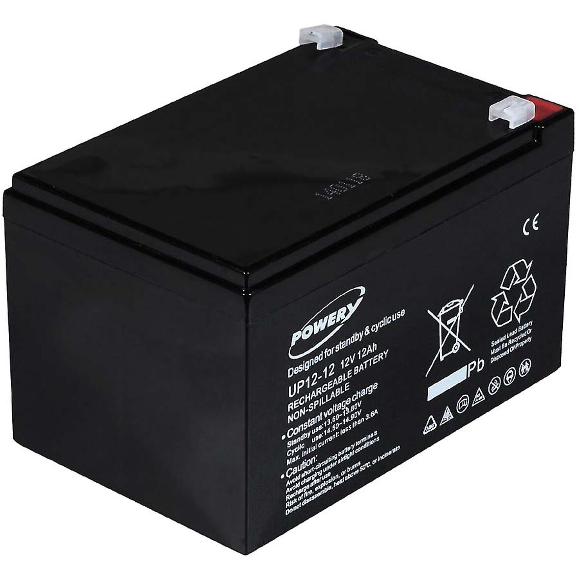 Powery Blei-Gel-Akku für Peg Perego / Notstromversorgung (USV) 12V 12Ah (baugleich 14Ah)