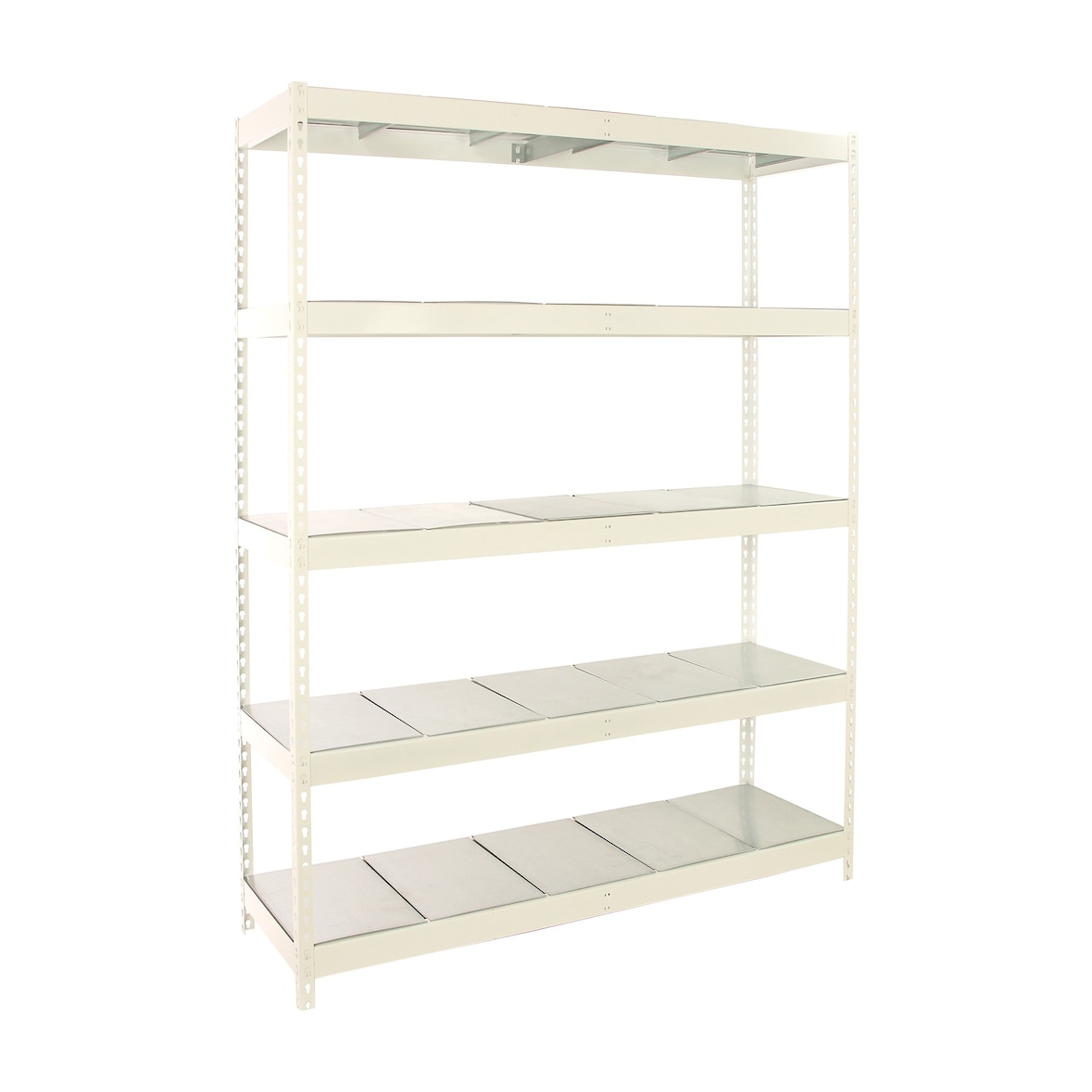 SimonRack Industrieregal, 2000x2100x750 mm, 500 kg am Biegepunkt, 5 Metallböden, Garagenregal, Weiss/Verzinkt- Simonforte