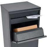 thumbnail of Paketkasten HWC-G80, Paketbox Standbriefkasten Briefkasten Größe L ~ verzinkt anthrazit, Holzoptik dunkel