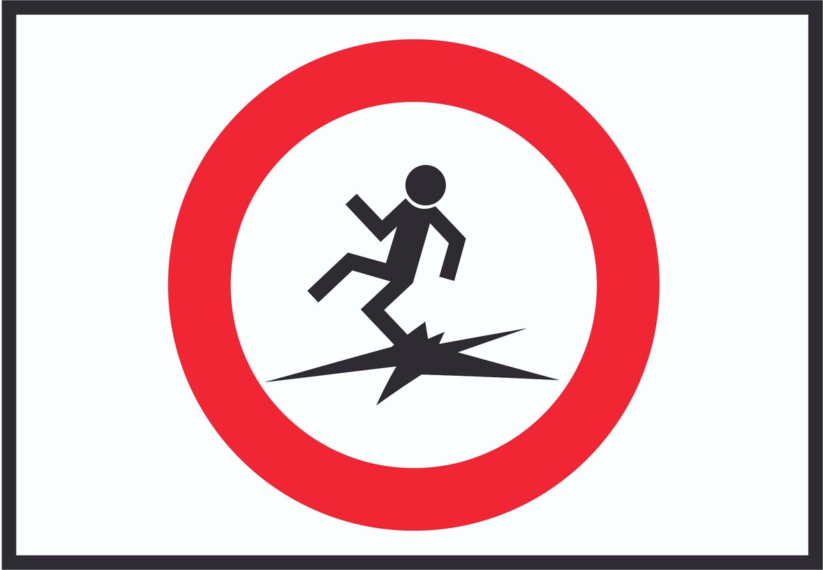 Betreten der Eisfläche verboten Lebensgefahr! Symbol Schild A0 Rückseite selbstklebend
