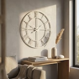 thumbnail of BS COM Orologio da parete in metallo bianco con numeri romani 80 cm Acciaio 5x80x80 cm Bianco