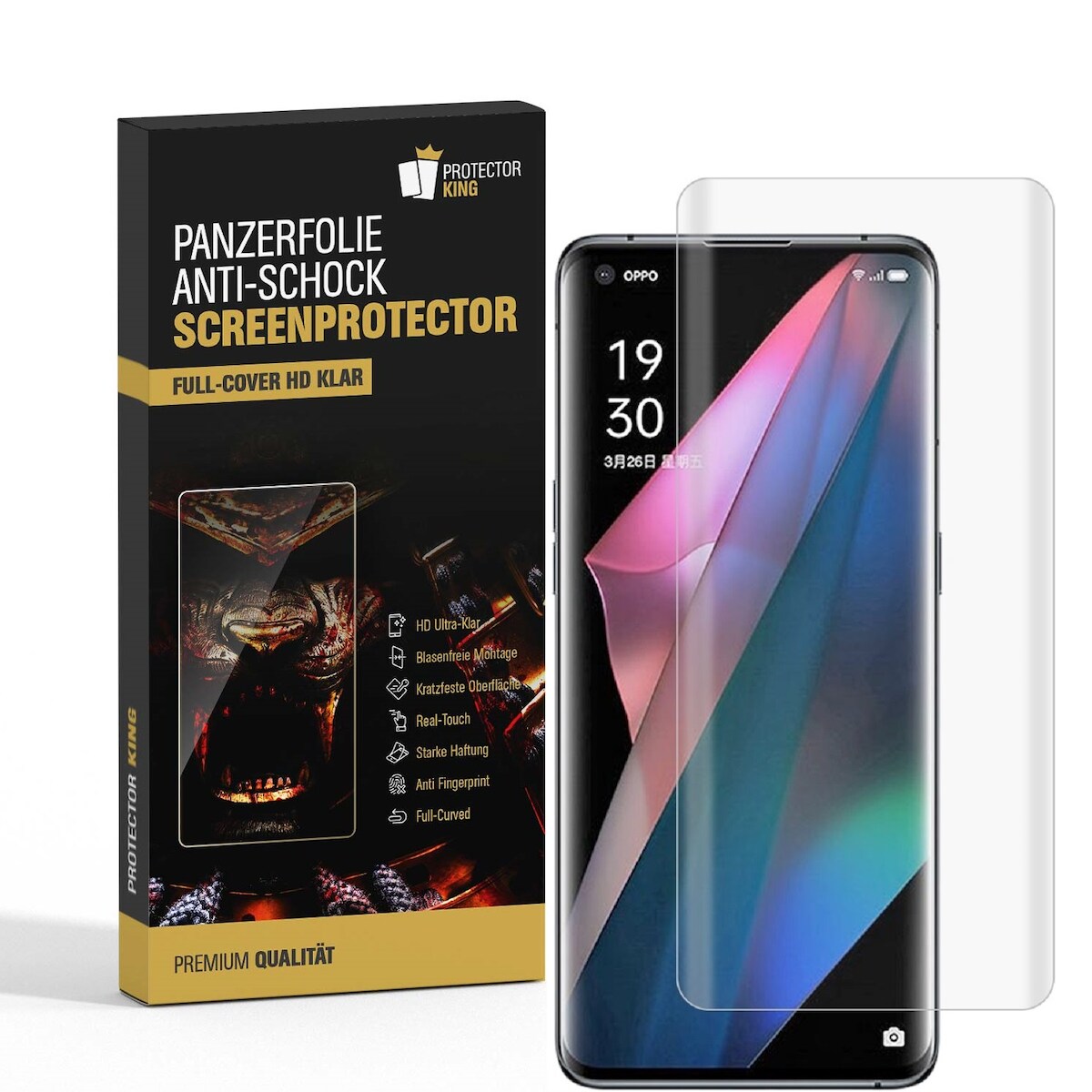 2x Panzerfolie für Oppo Find X5 Pro FULL CURVED Displayschutz Schutzfolie KLAR/ ANTI-SHOCK/ ANTI-KRATZ/ ANTI-BRUCH/ ANTI-SCHMUTZ
