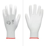 thumbnail of ECD Germany 12 Paar Arbeitshandschuhe Gr. 7-S mit PU-Beschichtung, Weiß, Mechanikerhandschuhe Montagehandschuhe Schutzhandschuhe Gartenhandschuhe