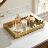 thumbnail of IvoQ Luxuriöses Tablett Gold mit Spiegelboden – 45 x 30 cm – Rechteckiges Dekorationstablett – Hotel Chic & Antikes Design