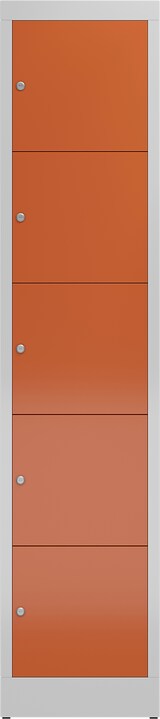 thumbnail of ClassiX Schließfachschrank, 1 Abteil, 5 Fächer, 1800 x 415 x 500 mm, lichtgrau/feuerrot