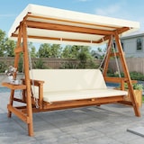thumbnail of Merax Hollywoodschommel lounge, tuinschommel met kussens & polyester dak, met bekerhouder, beige