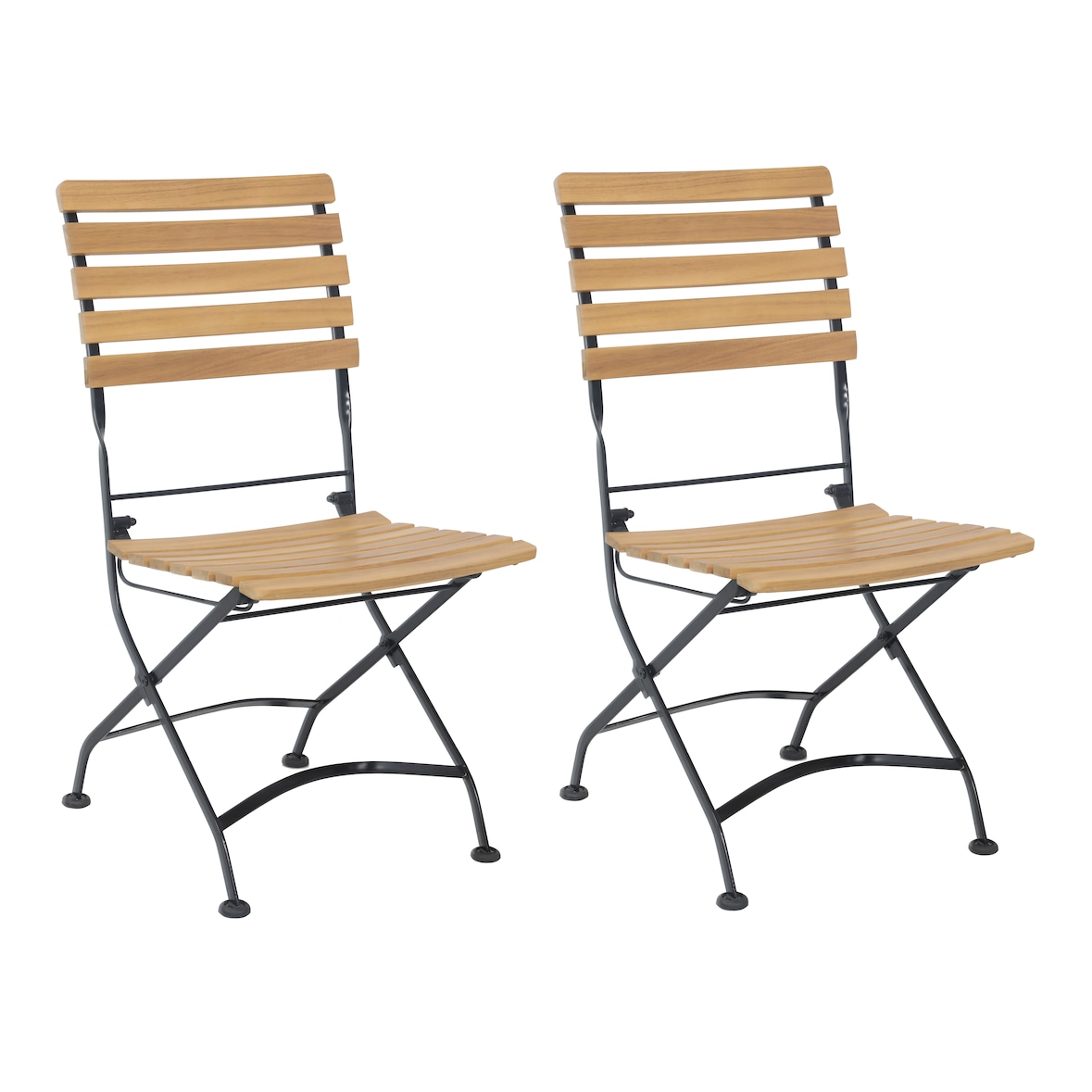 METRO PROFESSIONAL Sedia pieghevole Baviera set di 2, acciaio/legno di acacia, naturale/nero
