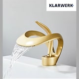 thumbnail of KLARWERK® NAVIS | Rubinetto Cascata Bagno Oro Opaco Acciaio | per Lavabo Hotel | Miscelatore 2 Attacchi Design Premium Gastro Premium