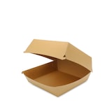 thumbnail of 300 Hamburgerboxen Burger Snackbox 14x14x7,5cm Bio Frischfaserkarton fettdicht braun