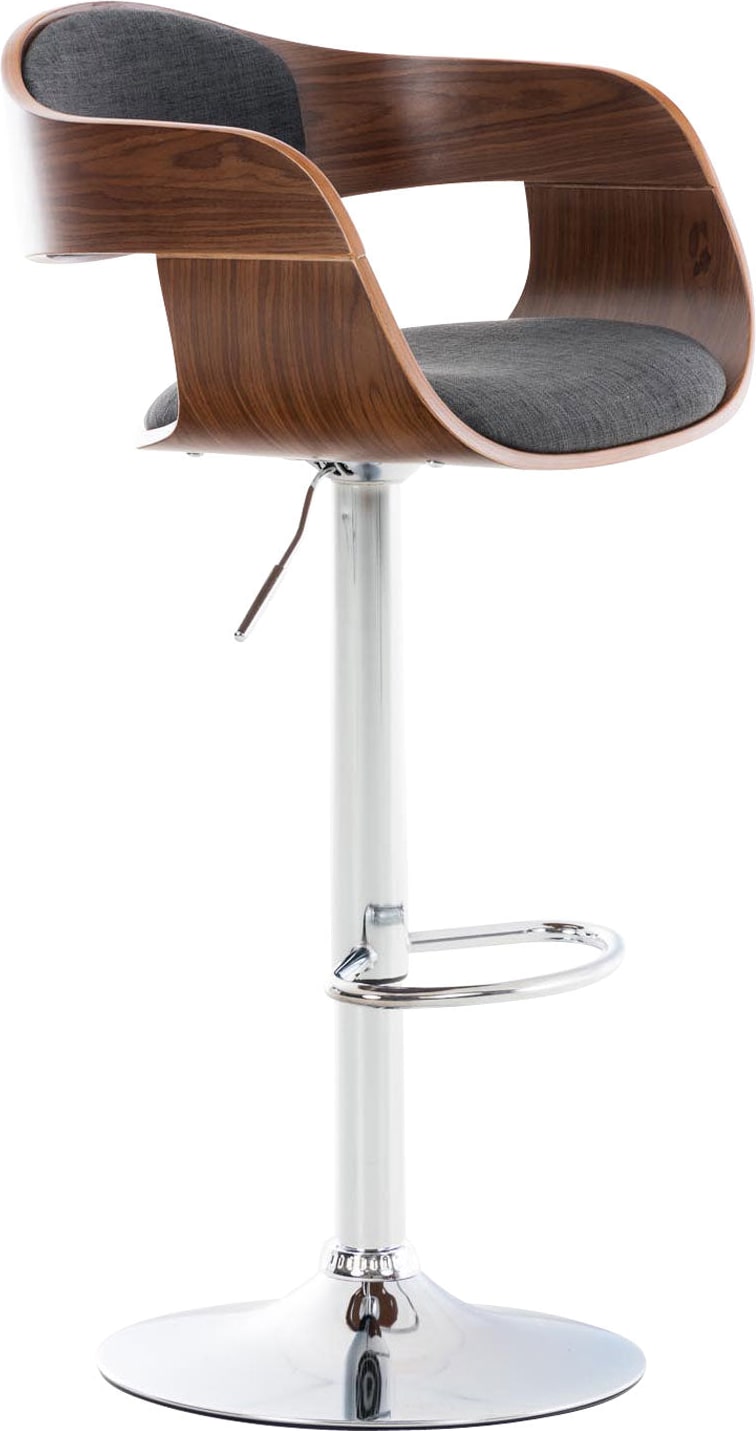 Décoshop26 - Barhocker x1 skandinavisches Design dunkelgrauer Stoff und walnussfarbenes Holzgestell 10_0005047