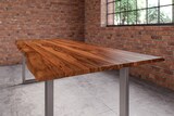 thumbnail of Esstisch Baumkante Massiv Sheesham-Holz naturfarben 180 x 90 U-Gestell silber Hero