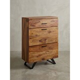 thumbnail of Kommode 80x120x41,5 cm Sheesham Massivholz / Metall Flurkommode, Sideboard Highboard mit Baumkante, Kommodenschrank Holz Modern, Standschrank