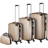 thumbnail of tectake PUCCI Set de 4 Valises Trolley Rigides avec Vanity Roulettes Champagne Métallisé et Poignée
