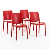 thumbnail of Conjunto de 4 Cadeiras em resina com fibra de vidro empilháveis para exterior e jardim, bar, restaurante e cozinha, design moderno-Carmen-Vermelho