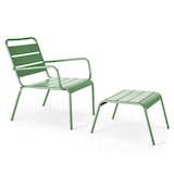 thumbnail of Lot 2 fauteuils relax avec repose-pieds métal gris et vert cactus