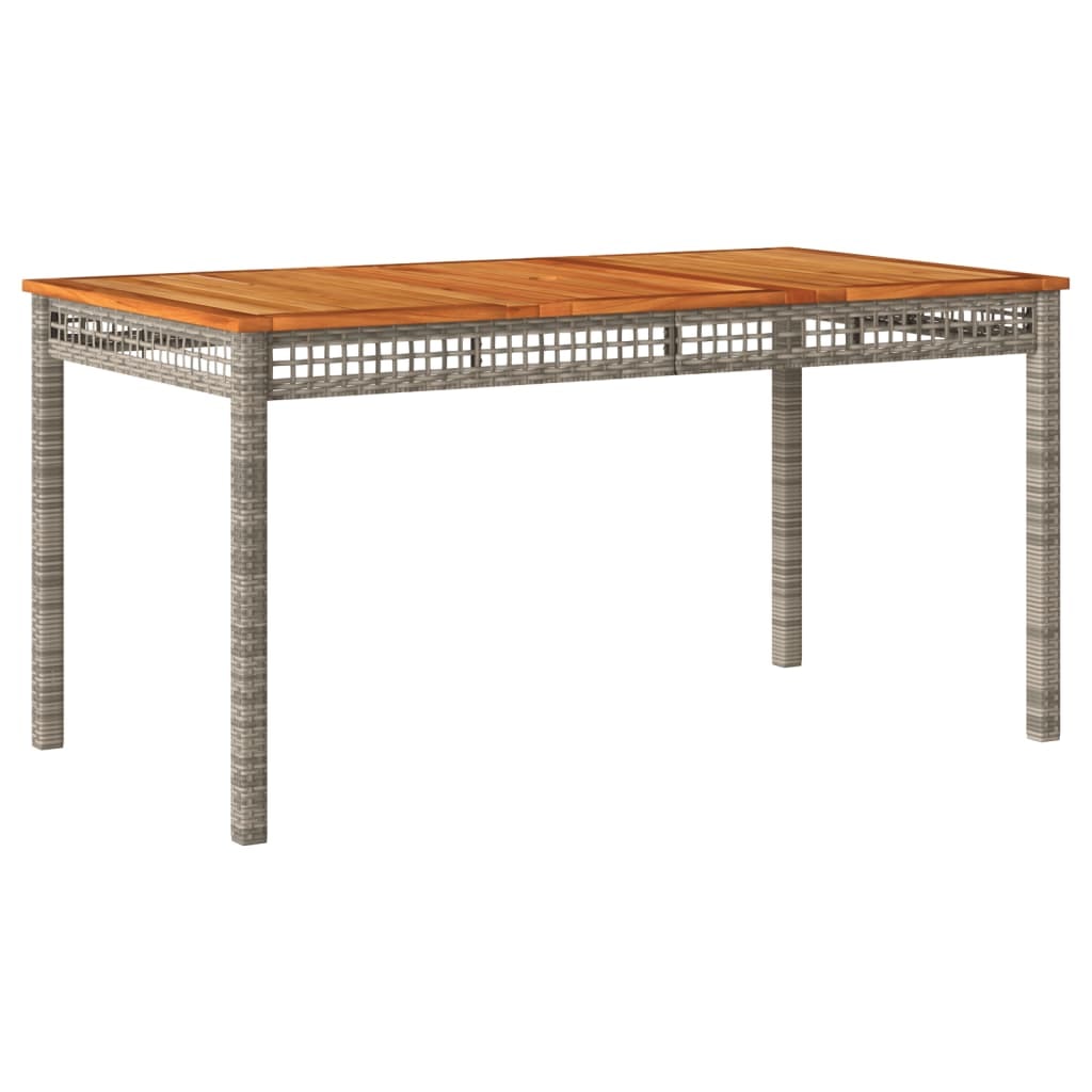 vidaXL Gartentisch Grau 140x80x75 cm Poly Rattan Akazienholz