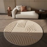 thumbnail of Teppich Esszimmer 3D Skandinavischer Boho Modern Waschbar Strapazierfähig Wohnzimmer Rund Rosa 160x160 cm – RIGI von Kadima Design