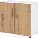 thumbnail of bümö Aktenschrank abschließbar, Büroschrank Holz 80cm breit in Weiß/Asteiche - abschließbarer Schrank mit Aktenregal für's Büro & Arbeitszimmer, Büro