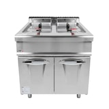 thumbnail of Romux® Friteuse À Gaz Butane Professionnelle 28+28 Litres Double sur Coffre avec Minisit | Friteuse en Acier Inox avec Robinet de Vidange 20000 W