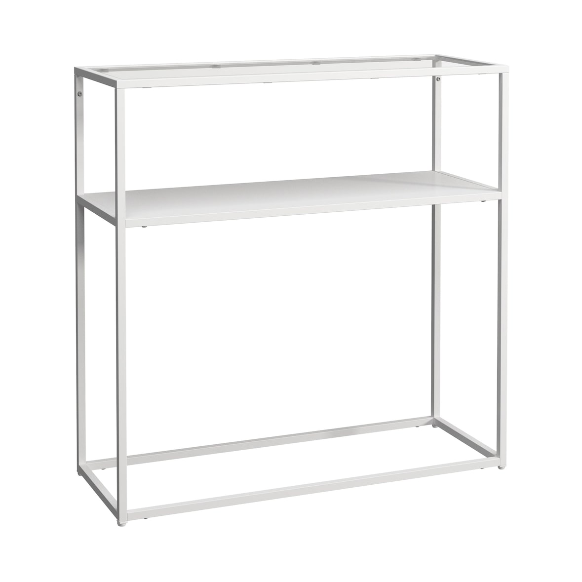 Helloshop26 - Table console métal verre trempé 80 x 80 x 30 cm blanc transparent 03_0008580