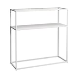 thumbnail of Helloshop26 - Table console métal verre trempé 80 x 80 x 30 cm blanc transparent 03_0008580