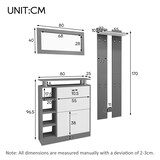 thumbnail of Garderobenset Schuhschrank 2 Einlegeböden Wandpaneele Spiegel Ablage Verstellbar Aufbewahrung Foyer Flur Modern Grau 80x25x96