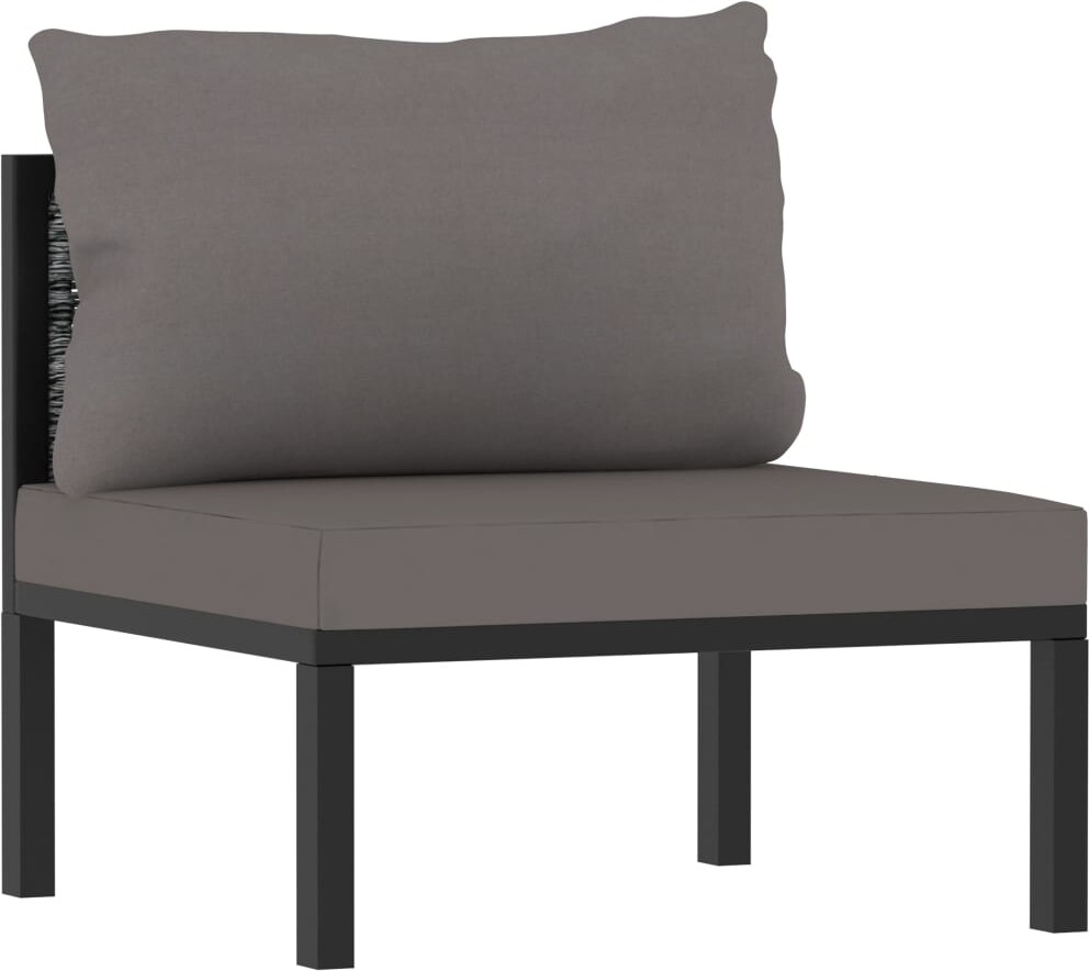 vidaXL Sofa-Mittelelement mit Kissen Poly Rattan Anthrazit