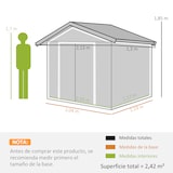 thumbnail of Outsunny caseta de jardín 213x130x185 cm cobertizo metálico de exterior para almacenamiento de herramientas con 2 puertas correderas y 4 ventanas gris