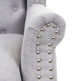 thumbnail of Poltrona Chesterfield, poltrona clube reclinável, tecido/têxtil repelente de água ~ cinzento com otomano