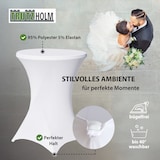 thumbnail of Stehtisch mit Husse Partytisch klappbar Ø 80 cm Höhe 110 cm in Weiß mit pflegeleichter Husse in Weiß