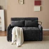 thumbnail of Schlafsofa 129x163 cm aus Chenille mit USB-Anschluss – modernes, komfortables Wohnzimmer Sofa in Grau, vielseitig nutzbar