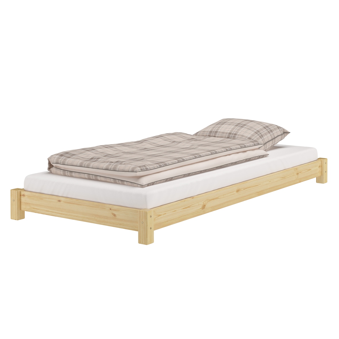 Niederflurbett Futonbett Einzelbett Bodenbett 90x200 Kiefer massiv wählbares Zubehör V-60.51-09 ohne Zubehör