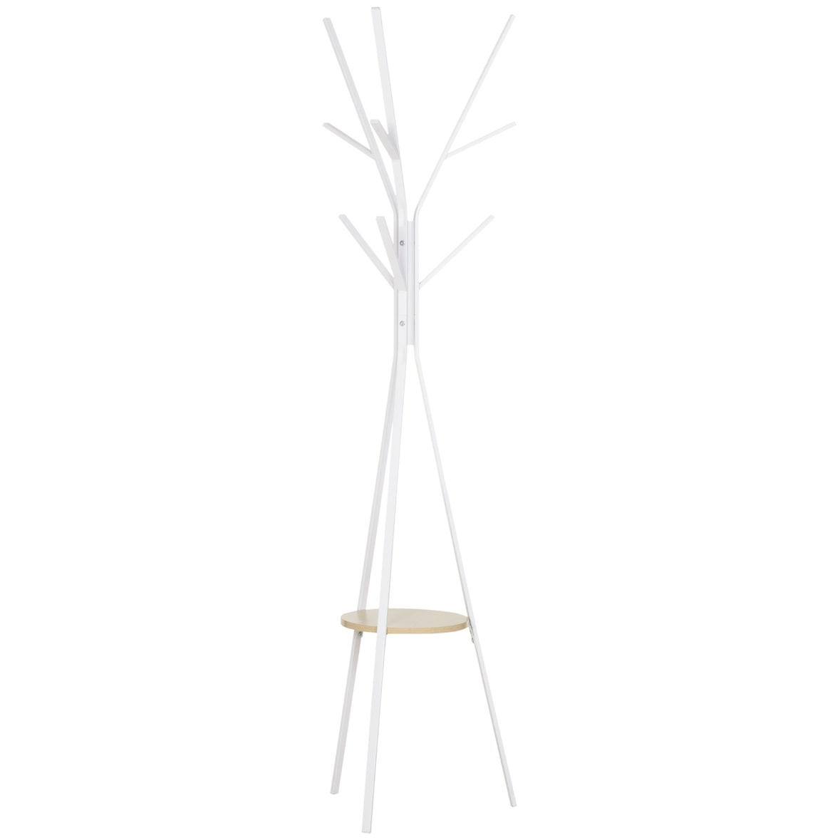 HOMCOM Perchero de Pie Metálico para Colgar Ropa Bolsas 9 Ganchos con Estante