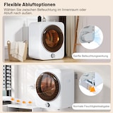 thumbnail of Merax Mini-Ablufttrockner 3 kg, 1350 W, 8 Programme, NTC-Sensor, Edelstahl-Trommel, wandmontierbar, 65 dB, Doppelfilter, 53.5×42×65 cm, Weiß