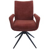 thumbnail of Sedia da pranzo HWC-O78, sedia da cucina Sedia, girevole a ritorno automatico, tessuto/ceniglia (310 g/m²) Oeko-Tex ~ rosso-marrone