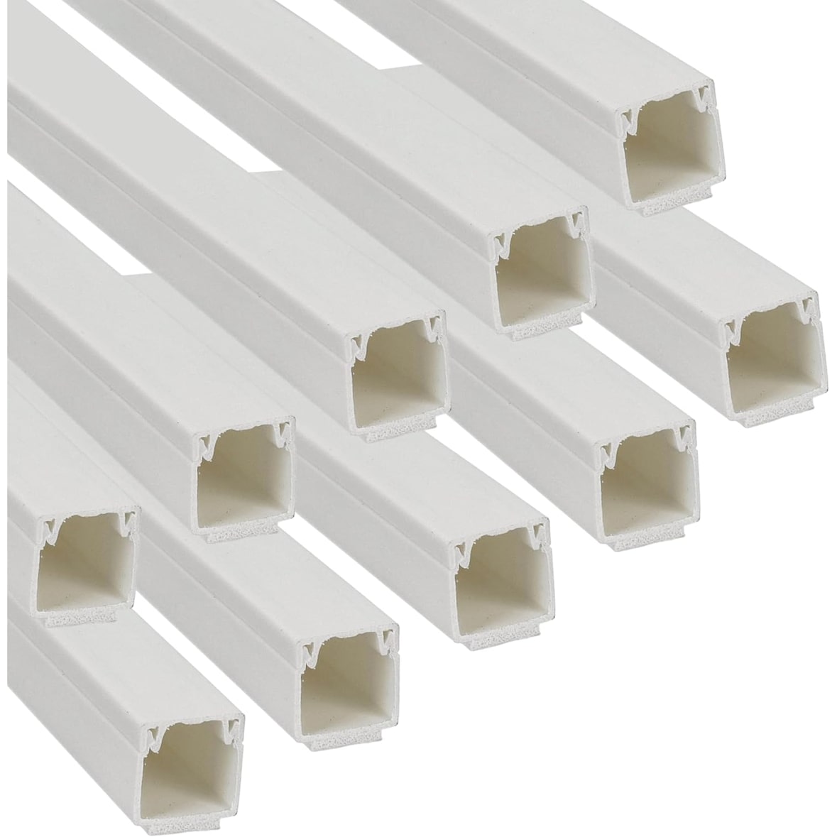 Jandei - Pack x10 Canaleta Adhesiva Blanca para Cables PVC. Organización y Protección del Cableado 40 cm Longitud (4 Metros) (12x12mm)