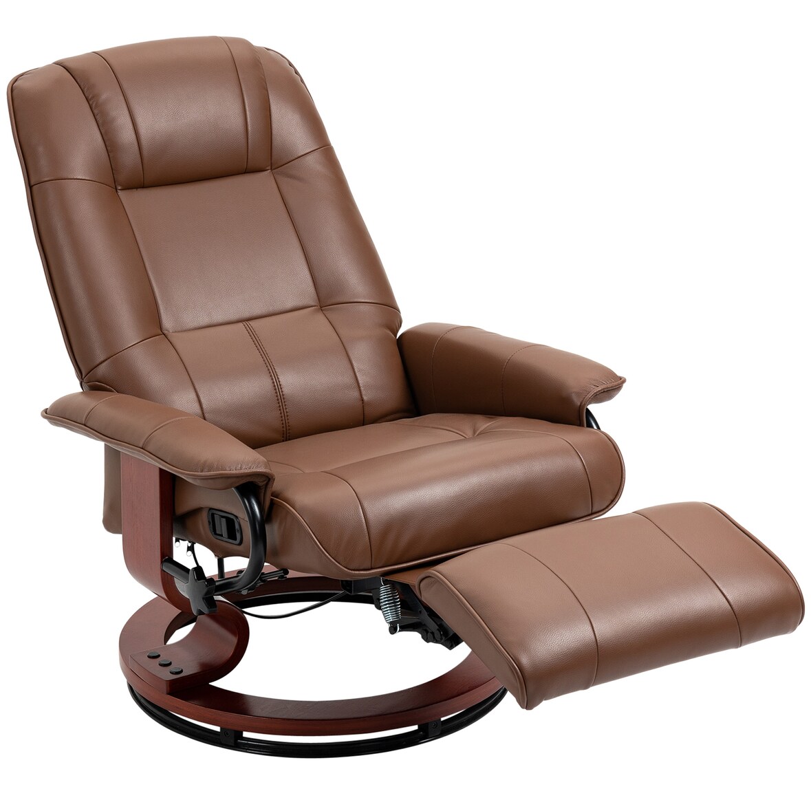 Relaxsessel TV Sessel Kunstleder Braun 100x78x87 cm drehbar mit Liegefunktion 145 Grad Rückenlehne Fußstütze Armlehnen