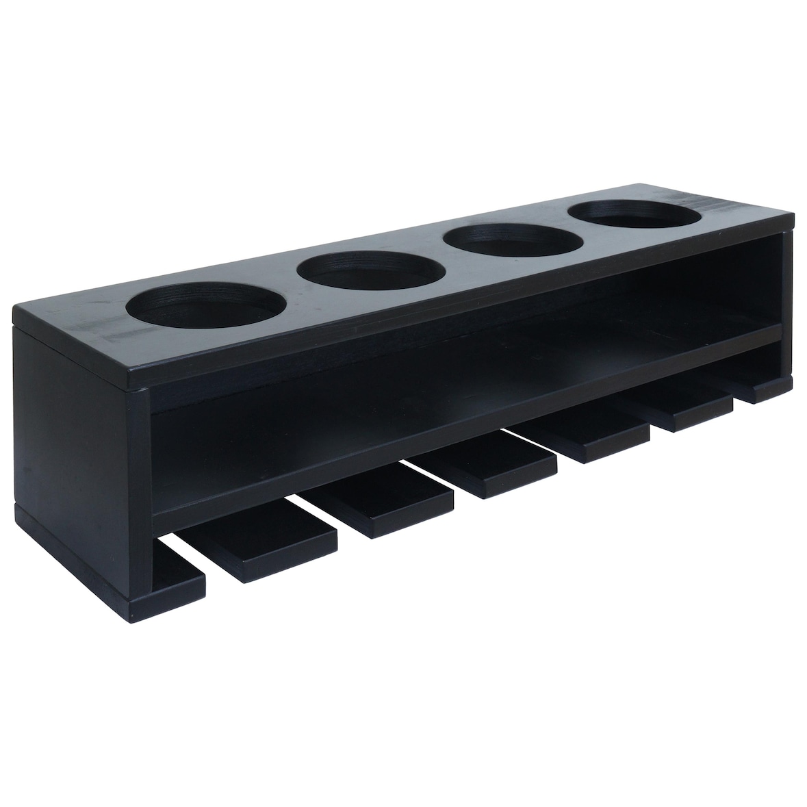 Weinregal HWC-P21, Glas-/Flaschenhalter Wandbar Regal für 4 Flaschen/6 Gläser Holz FSC®-zertifiziert 12x48x12cm ~ schwarz