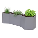 thumbnail of 3er-Set Hochbeet HWC-P64, Metallhochbeet Gemüse-/Pflanzbeet Blumenkasten Pflanzkübel Stahl 77x286x88cm ~ grau