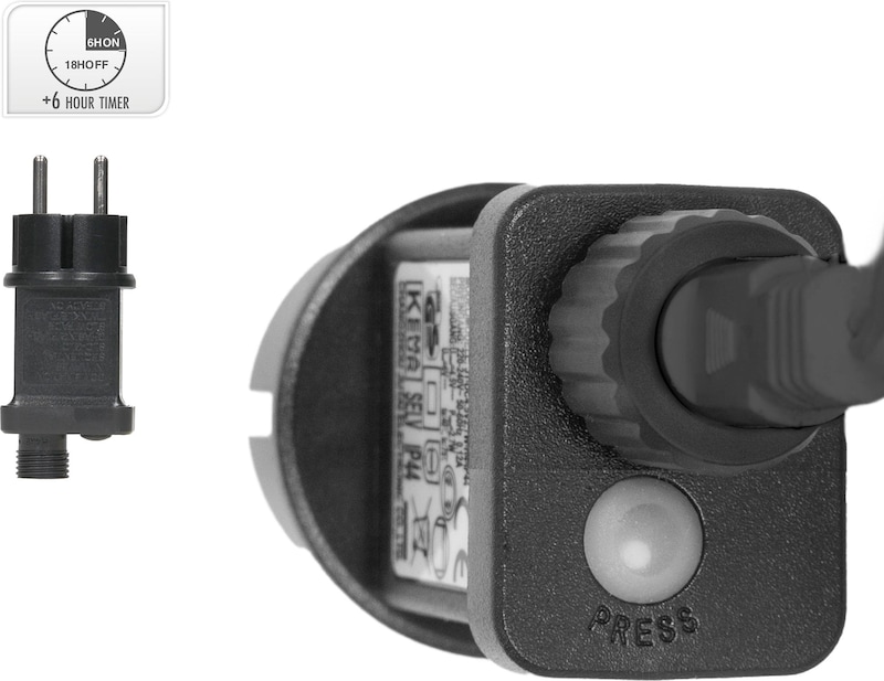 Ein Stecker mit einem Timer-Modul.