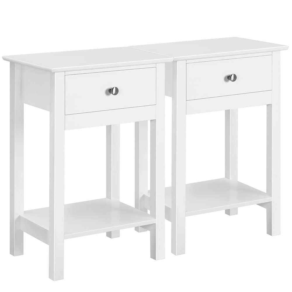 Yaheetech 2 Stück Nachttisch Nachtschrank mit Schublade und Ablag Beistelltisch Sofatisch Ablagetisch Nachtkonsole für Schlafzimmer/Wohnzimmer, Weiß