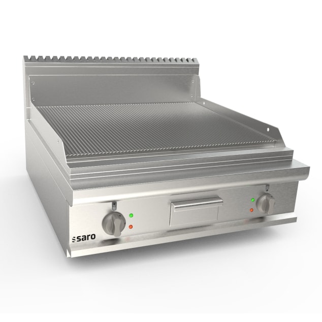 SARO elektrische bakplaat 800mm breed tafel gegroefd LQ