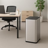thumbnail of WellHome - Abfalleimer aus Edelstahl mit automatischem Sensor und Flügeldeckel, Metallicfarbe, 50 l – 41 x 26,5 x 53 cm