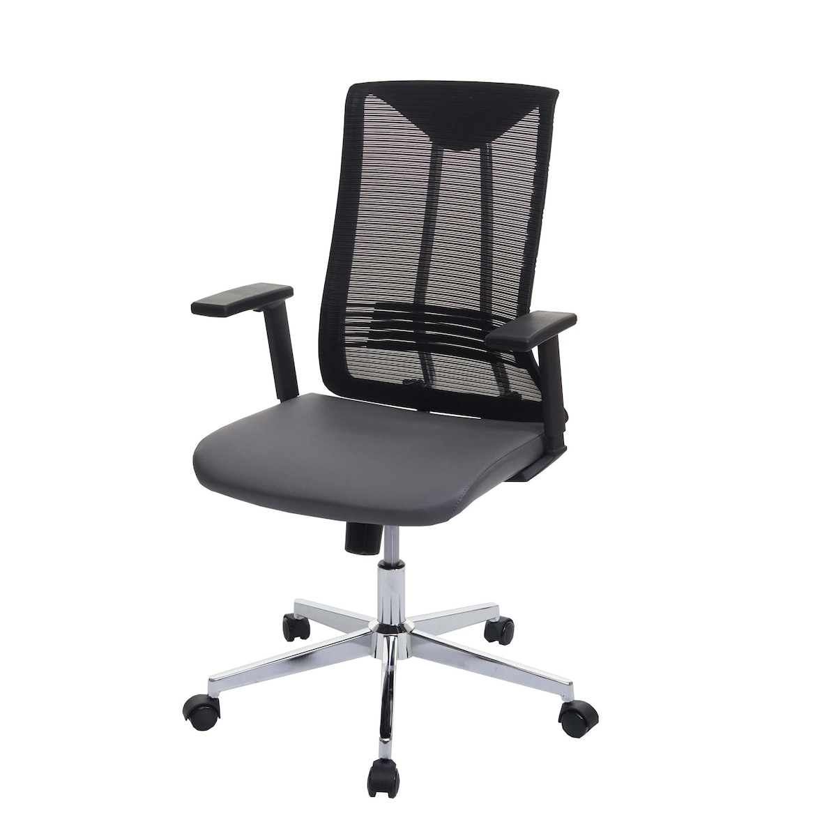 Bürostuhl | HxBxT 110x65x66 cm | Sitzhöhe 44cm | ergonomisch Kunstleder | Grau | Drehstuhl Schreibtischstuhl