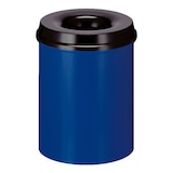 thumbnail of PROREGAL Selbstlöschender Papierkorb & Abfallsammler aus Metall | 15 Liter, HxØ 36x26cm | Blau, Kopfteil Schwarz