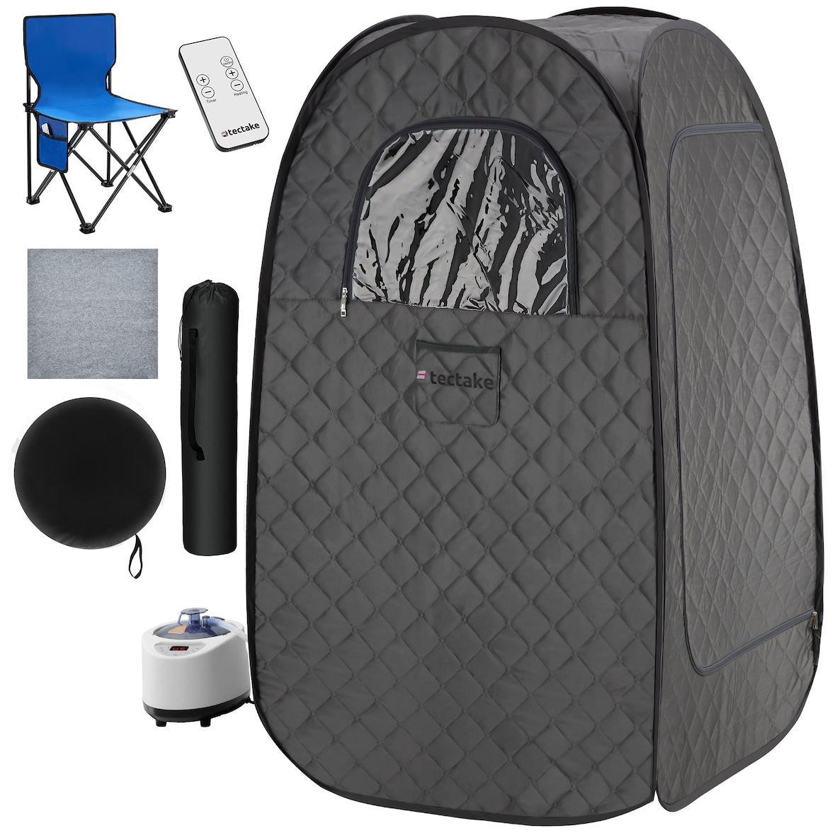 tectake Sauna a vapore portatile ThermaLuxe I, 1000 W, 15 livelli di temperatura  Grigio Scuro/Nero