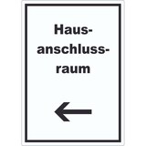 thumbnail of Hausanschlussraum Aufkleber mit Text und Richtungspfeil links HAR hochkant A0 (841x1189mm)