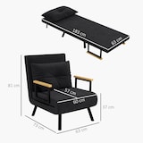 thumbnail of HOMCOM sofá cama convertible sillón cama triple pliegue con respaldo ajustable de 5 niveles y almohada acolchada carga 120 kg 63x73x81 cm negro